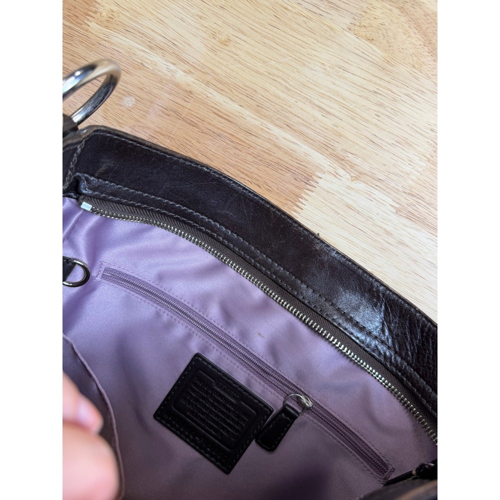 Coach Signature Jacquard Brown Leather Trim Hobo Shoulder Bag Monogram Canvas - Picture 12 of 16